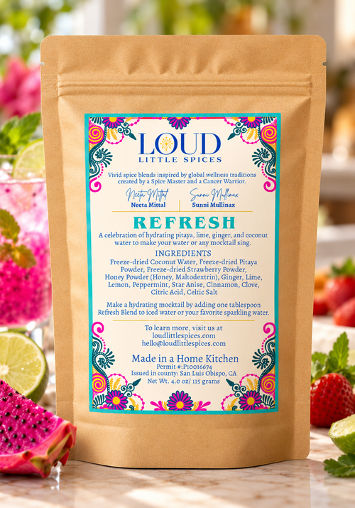 REFRESH back label with ingredients and serving suggestions